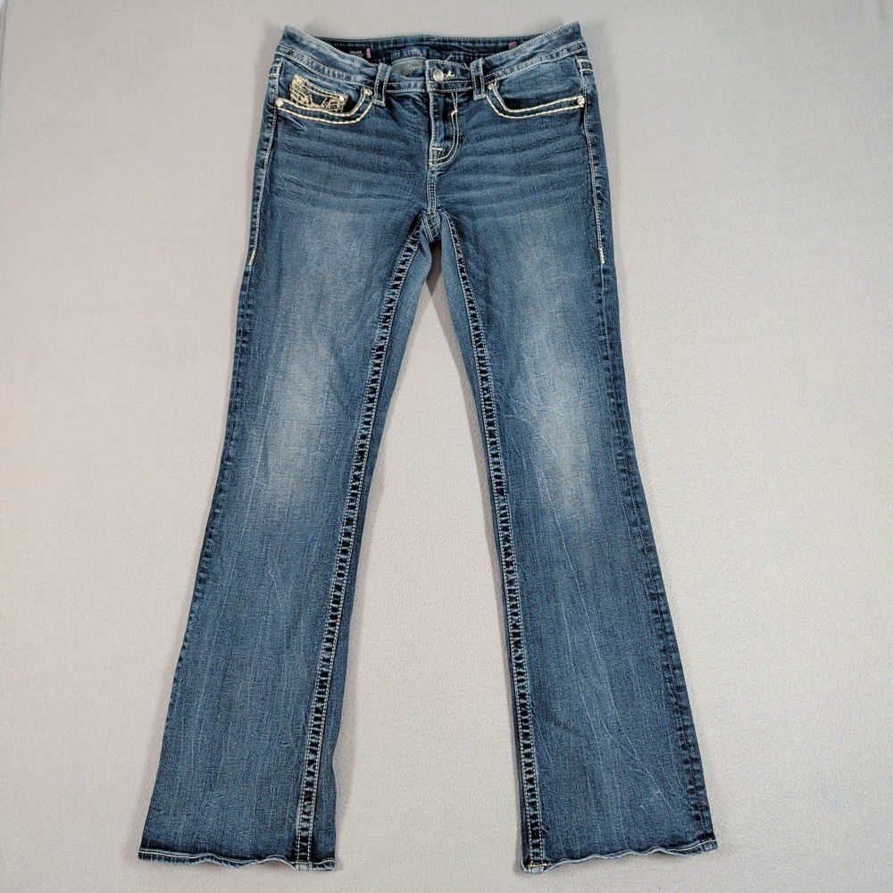 Vigoss Jeans Women 5/6 Blue Dallas Boot Cut Heritage Fit Thick Stitch Y2K Denim